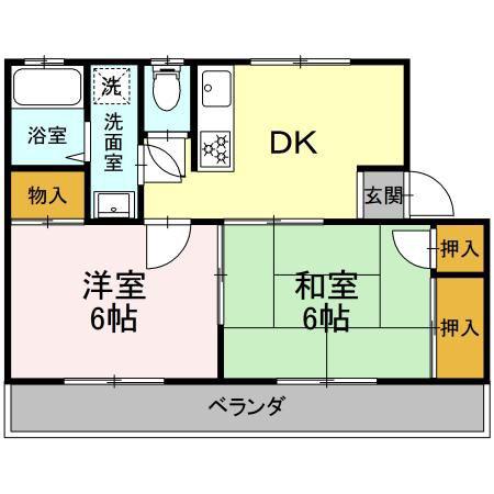 エンジェル3(2DK/1階)の間取り写真