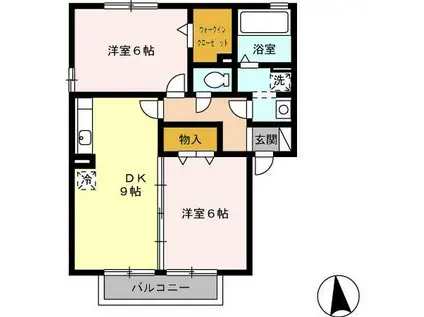 CALME FAMILLE(2DK/2階)の間取り写真