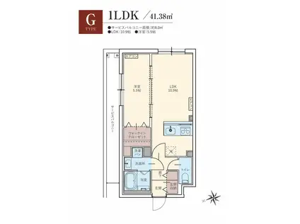 羽田六間堀レジデンス(1LDK/3階)の間取り写真