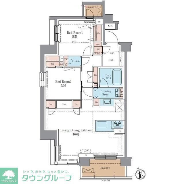 LUXENAPAWS藤沢(2LDK/2階)の間取り写真