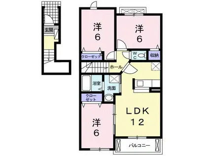 シルバースノーハピネスC(3LDK/2階)の間取り写真