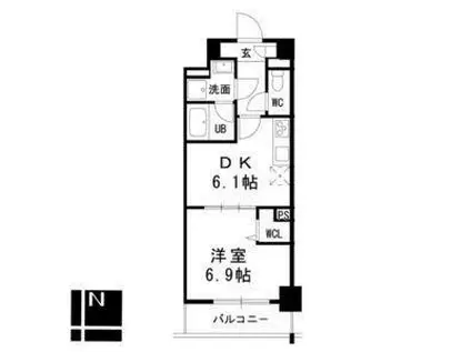 プレスティ則武(1DK/8階)の間取り写真