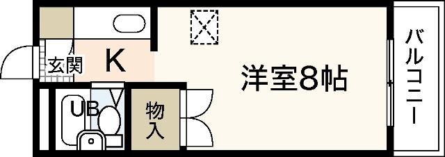パインハウスI(ワンルーム/2階)の間取り写真