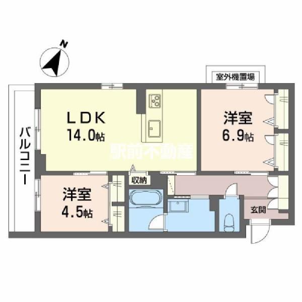 シャーメゾン上大利レジデンス(2LDK/2階)の間取り写真