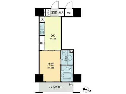 ベルファース本郷弓町(1DK/9階)の間取り写真