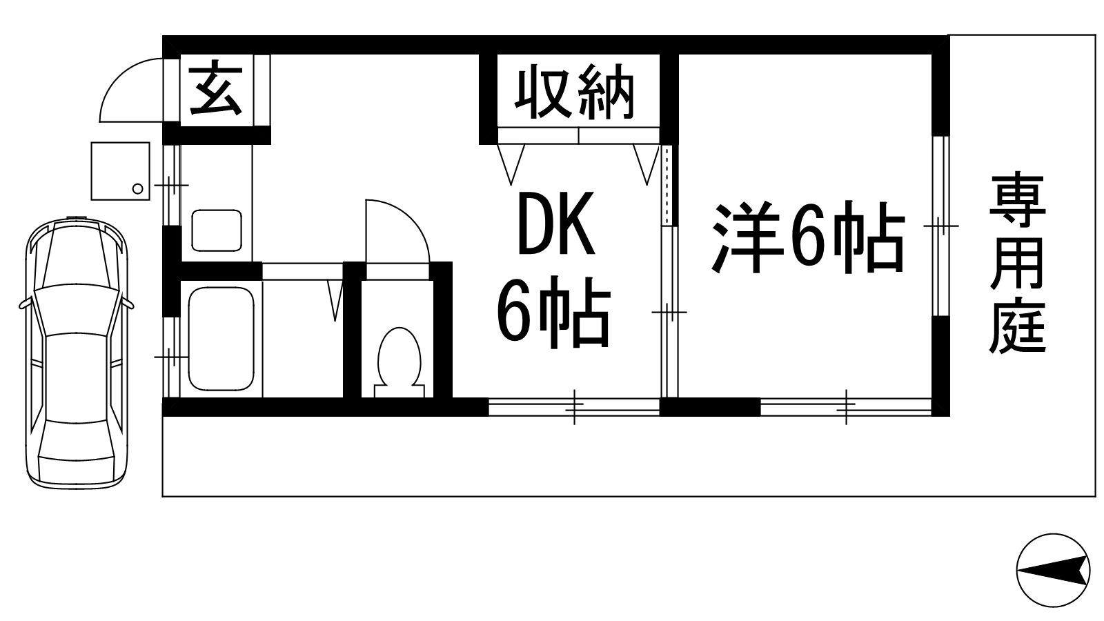加茂の荘(1DK/1階)の間取り写真
