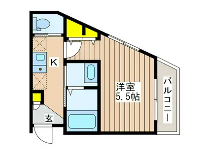 RIVER FOREST八王子(1K/2階)の間取り写真