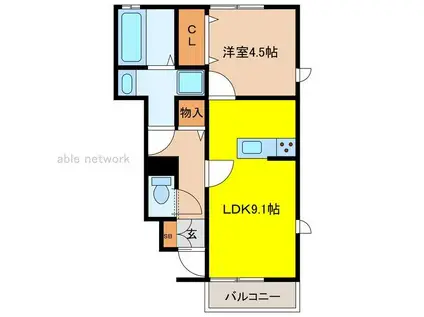 リッツ銀河I(1LDK/1階)の間取り写真