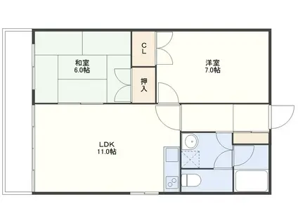 グリスティー小ヶ倉(2LDK/2階)の間取り写真
