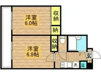 グランベール安田通(2K/1階)の間取り写真