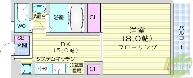 WALD HEIM(1K/3階)の間取り写真