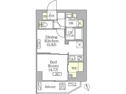 ブリックレジデンス南青山(1DK/3階)の間取り写真