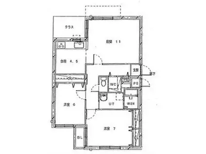 TRIBE NAKANOSHIMA STA(2LDK/1階)の間取り写真