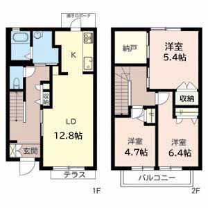 KSアプローズ(3LDK/1階)の間取り写真