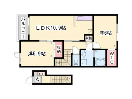 シンビジュウムB(2LDK/2階)の間取り写真