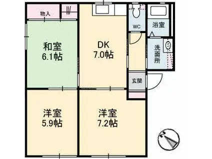 シャーメゾンコンファーレA(3DK/1階)の間取り写真