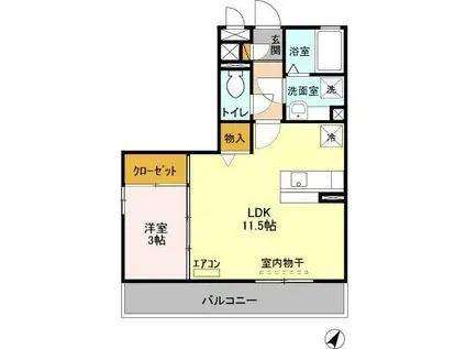 オーヴェル末広(1LDK/3階)の間取り写真