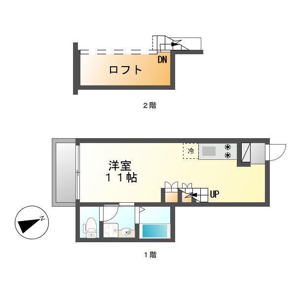 ESTUDIO 南脇(ワンルーム/2階)の間取り写真
