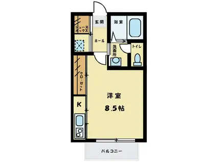 カーサ・フェリーチェ(1K/1階)の間取り写真