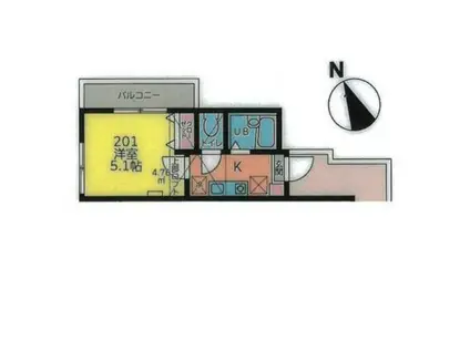 アドバンステージ岡沢(1K/2階)の間取り写真