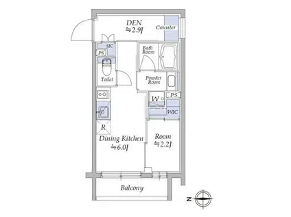イプセ四谷三丁目(1DK/3階)の間取り写真