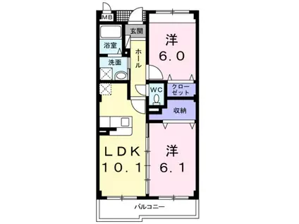 リヴェール栄谷(2LDK/3階)の間取り写真