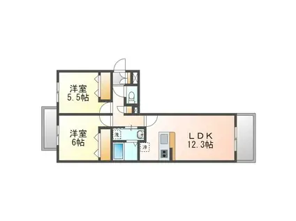 D-ROOM 読谷ヒルズ(2LDK/2階)の間取り写真