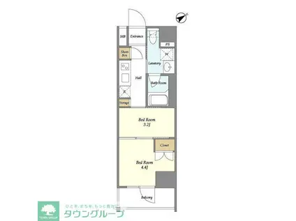 レジデンス門前仲町(2K/7階)の間取り写真