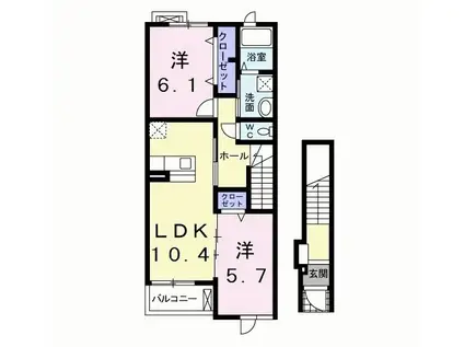 セレノK(2LDK/2階)の間取り写真