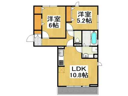 ヘリオス吉川美南 プルートーン(2LDK/2階)の間取り写真