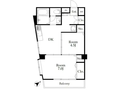 KIKUYA BLDG(2DK/5階)の間取り写真