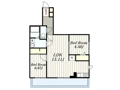 カーサ門源(2LDK/2階)の間取り写真