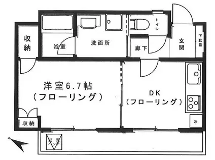 菱和パレス音羽弐番館(1DK/5階)の間取り写真