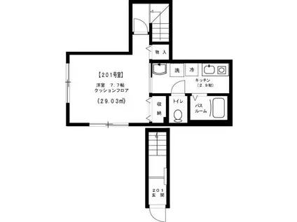 ブランミュール(1K/2階)の間取り写真