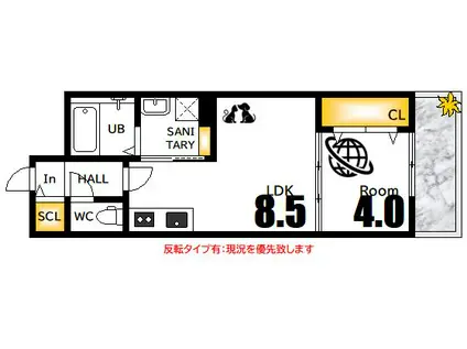 FLAX十日市(1LDK/2階)の間取り写真
