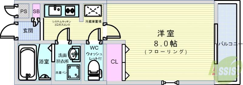 KTIレジデンス蛍池II(1K/1階)の間取り写真
