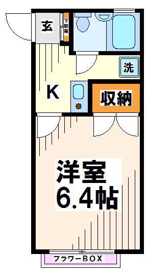 コーポいなのべ2号棟(1K/2階)の間取り写真