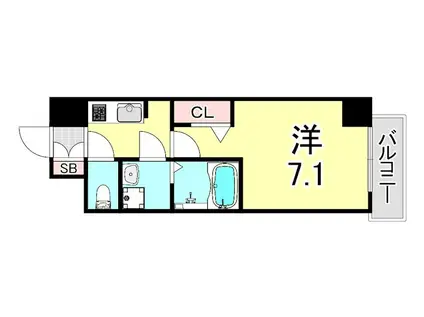 ワールドアイ神戸ハーバーランドII(1K/4階)の間取り写真