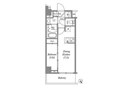 ARKMARK水天宮前II(1DK/3階)の間取り写真