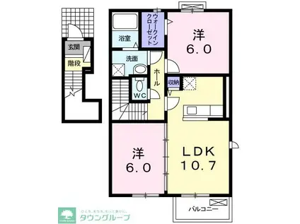 スヴニールN(2LDK/2階)の間取り写真