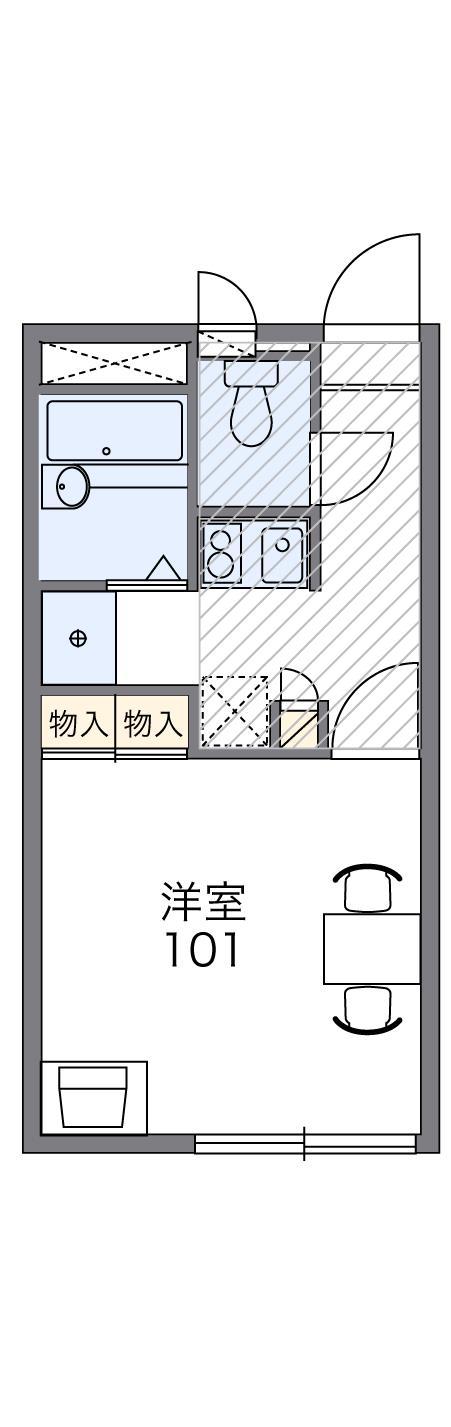 レオパレス輝(1K/1階)の間取り写真