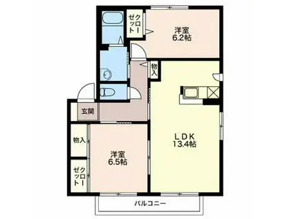 バリュージュひろまえB(2LDK/1階)の間取り写真