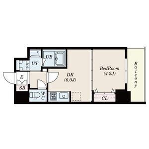 S-RESIDENCE阿波座ウエスト(1DK/4階)の間取り写真