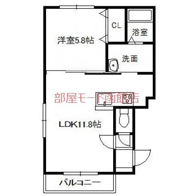アビターレ中島(1LDK/1階)の間取り写真