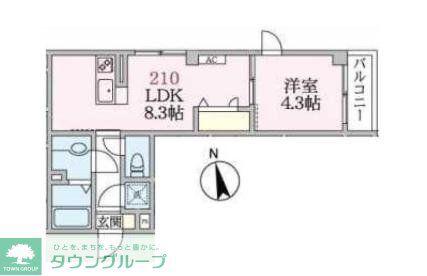 アローマ王子本町(1LDK/2階)の間取り写真