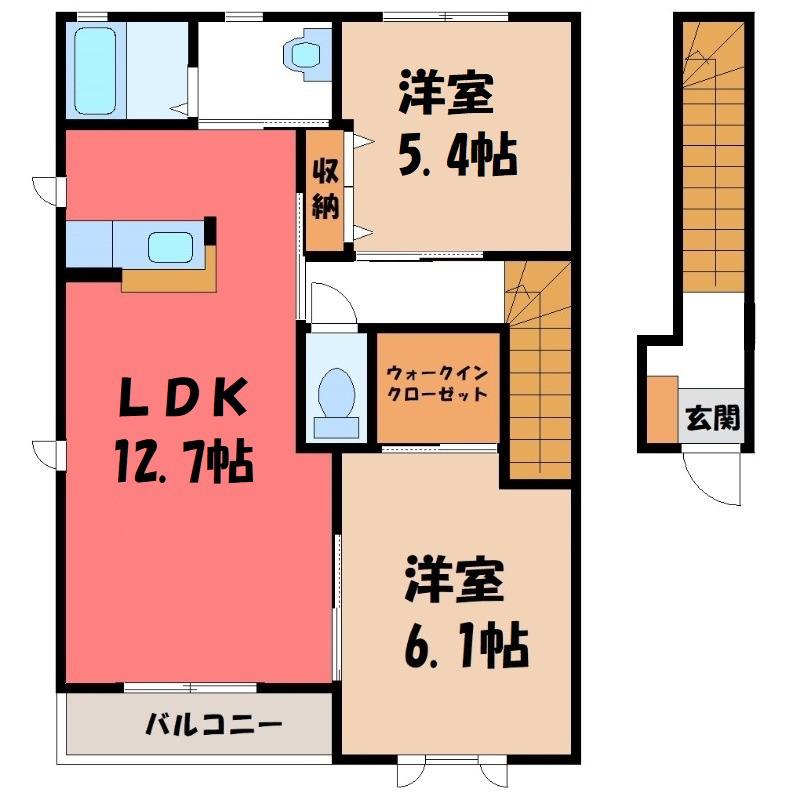 メゾンウィステリアA(2LDK/2階)の間取り写真