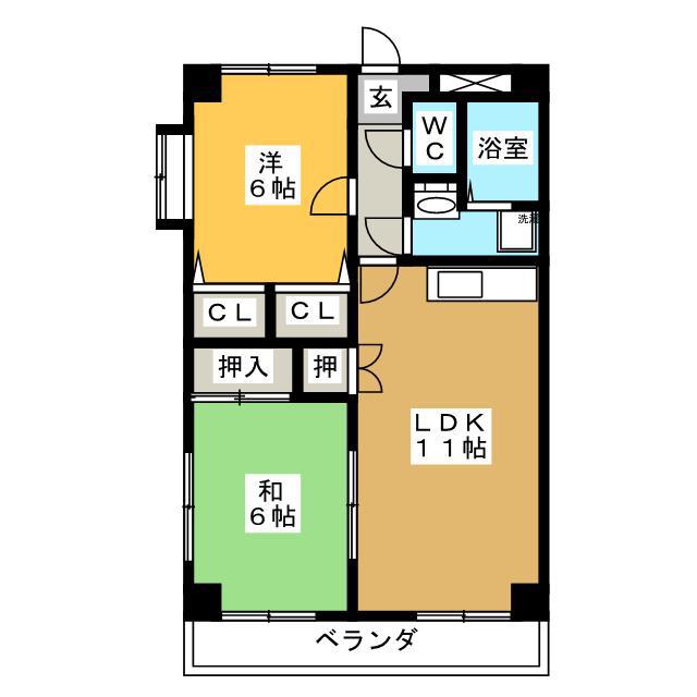 エクセランス高橋(2LDK/3階)の間取り写真