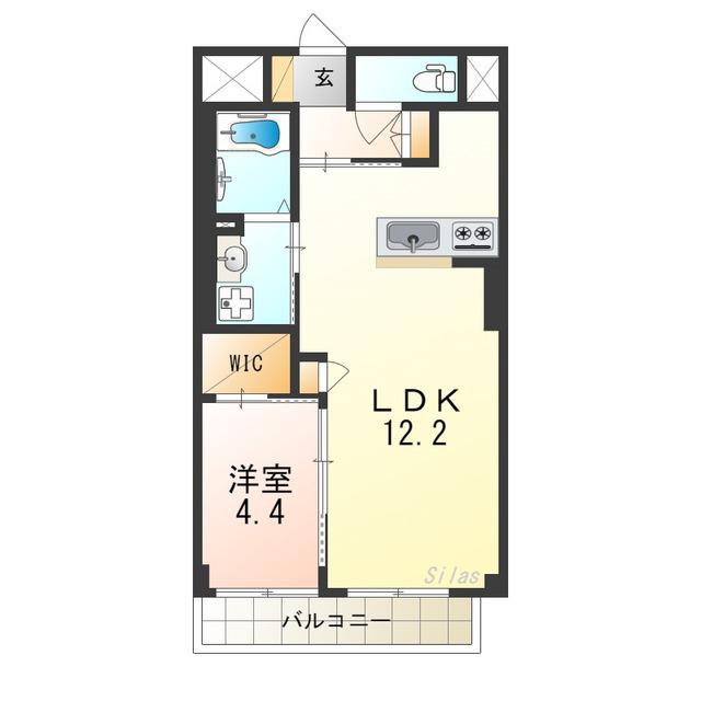 レヴォントゥレットII(1LDK/1階)の間取り写真