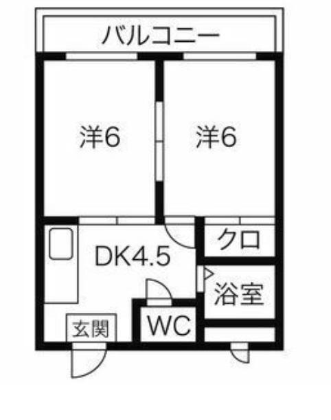中倉麻布マンション(2DK/4階)の間取り写真