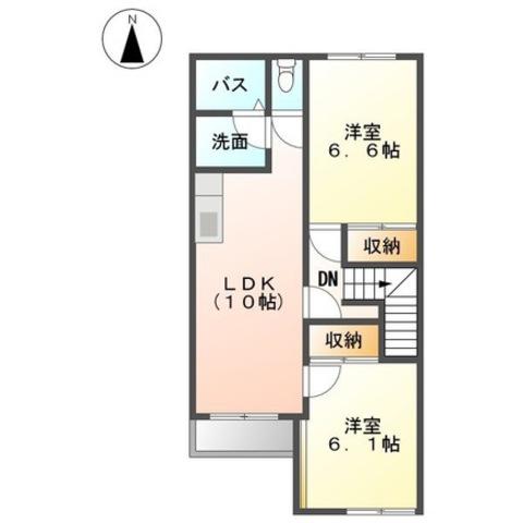 リバービュー(2LDK/2階)の間取り写真